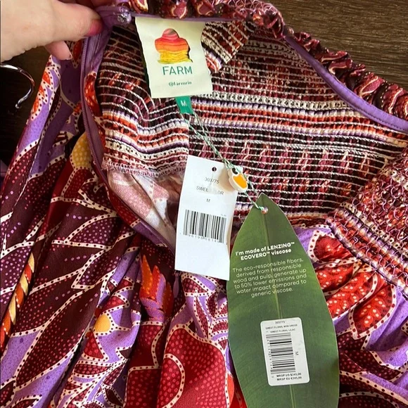 Farm Rio Size Medium Long Sleeve Floral Smocked Dress NWT - Picture 10 of 10